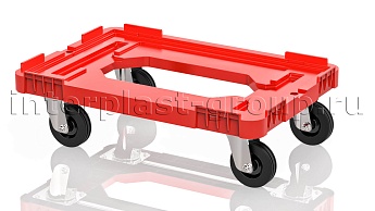 Тележка пластиковая с отверстием без тормозов усиленная красная в Серпухове
