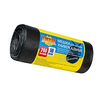 Мешки для мусора 240 л, черные, в рулоне 10 шт., ПНД 40 мкм, 1250х1000 мм, Крепак, 4607075710153 в Серпухове