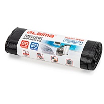 Мешки для мусора 60 л, черные, в рулоне 20 шт., ПНД, 10 мкм, 700х600 мм, LAIMA, 601381 в Серпухове