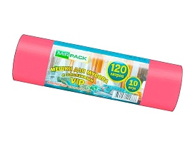 Мешки для мусора 120 л, с завязками, красные, в рулоне 10 шт., ПНД, 15 мкм, 800х750 мм, VIP, Z12010red в Серпухове