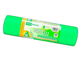 Мешки для мусора 180 л, ароматизированные, зеленые, в рулоне 10 шт., ПВД, 35 мкм, 1100х930 мм, PREMIUM+, 180105301 в Серпухове