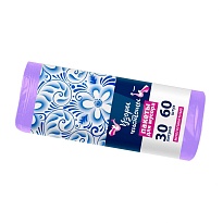 Мешки для мусора 30 л, сиреневые, в рулоне 60 шт., ПНД, 6 мкм, 560х480 мм, Узоры Чистоты, МУ4251 (МН 30-60сир) в Серпухове