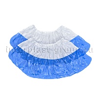 Бахилы бело-синие 1000 шт (500 пар), 48 мкм, двойная подошва, с одной резинкой, Эконом+ в Серпухове