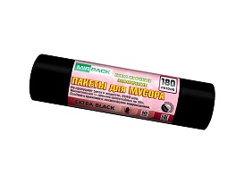 Мешки для мусора 180 л, ароматизированные, черные, в рулоне 10 шт., ПВД, 50 мкм, 1100х930 мм, EXTRA black, 18008301 в Серпухове
