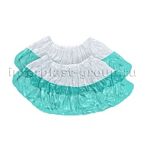 Бахилы бело-бирюзовые 1000 шт (500 пар), 48 мкм, двойная подошва, с одной резинкой, Эконом+ в Серпухове