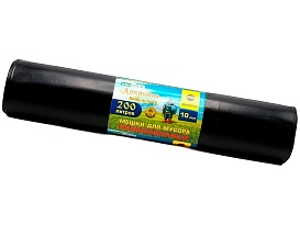 Мешки для мусора 200 л, ароматизированные, черные, в рулоне 10 шт., ПВД, 100 мкм, 1200х800 мм, Добрыня, Dob20010black в Серпухове
