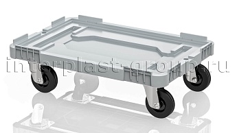Тележка пластиковая сплошная без тормозов усиленная серая в Серпухове
