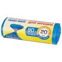 Мешки для мусора 90 л, синие, в рулоне 20 шт., ПНД, 14 мкм, 900х700 мм, LAIMA ULTRA, 607693 в Серпухове