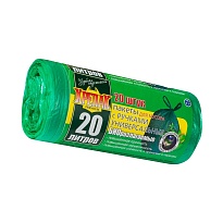 Мешки для мусора 20 л, биоразлагаемые, с ручками, черные, в рулоне 30 шт., ПНД, 10 мкм, 550х440 мм, Крепак, 4607075710047 в Серпухове