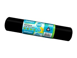 Мешки для мусора 240 л, черные, в рулоне 10 шт., ПВД 80 мкм, 1300х930 мм, EXPORT, exp 24010167 в Серпухове