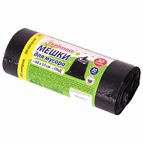 Мешки для мусора 30 л, черные, в рулоне 30 шт., ПНД, 7 мкм, 550х480 мм, Любаша, 608089 в Серпухове