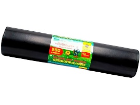 Мешки для мусора 280 л, ароматизированные, черные, в рулоне 10 шт., ПВД 110 мкм, 1400х930 мм, Добрыня, Dob28010black в Серпухове