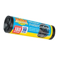 Мешки для мусора 180 л, черные, в рулоне 10 шт., ПНД, 20 мкм, 1150х800 мм, Крепак, 4607075710481 в Серпухове