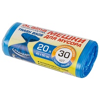 Мешки для мусора 20 л, синие, в рулоне 30 шт., ПНД, 8 мкм, 500х450 мм, LAIMA, 607682 в Серпухове