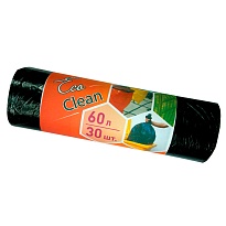 Мешки для мусора 60 л, черные, в рулоне 30 шт., ПНД, 6 мкм, 640х580 мм, Концепция Быта EcoClean, 603890 в Серпухове