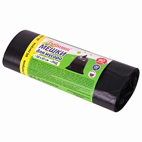 ММешки для мусора 60 л, черные, в рулоне 20 шт., ПНД, 8 мкм, 650х580 мм, Любаша, 608092 в Серпухове