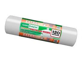 Мешки для мусора 120 л, белые, в рулоне 10 шт., ПНД, 14 мкм, 1100х700 мм, EXTRA, ex1201803 в Серпухове