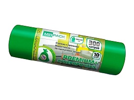 Мешки для мусора 300 л, зеленые, в рулоне 10 шт., ПВД 70 мкм, 1400х1000 мм, PREMIUM+, 300101601 в Серпухове Мешки для мусора 300 л, зеленые, в рулоне 10 шт., ПВД 70 мкм, 1400х1000 мм, PREMIUM+, 300101601 в Серпухове