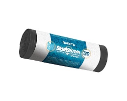 Мешки для мусора 120 л, черные, в рулоне 10 шт., ПНД, 14 мкм, 1100х700 мм, SIBIRSKAYA, 101-008 S в Серпухове
