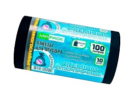 Мешки для мусора 100 л, черные, в рулоне 10 шт., ПВД, 70 мкм, 1000х600 мм, PREMIUM+, 1001076 в Серпухове