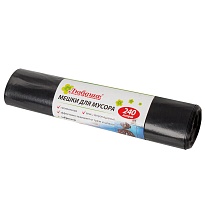 Мешки для мусора 240 л, черные, в рулоне 5 шт., ПВД 30 мкм, 1300х900 мм, Любаша, 605338 в Серпухове