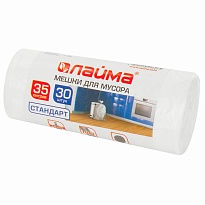 Мешки для мусора 35 л, белые, в рулоне 30 шт., ПНД, 6 мкм, 550х480 мм, LAIMA, 605538 в Серпухове