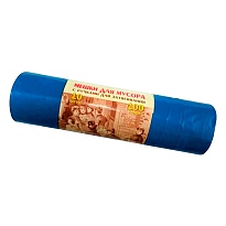 Мешки для мусора 100 л, с завязками, синие, в рулоне 10 шт., ПВД, 40 мкм, 840х670 мм, Концепция Быта Vitalux, 604933 в Серпухове
